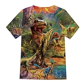 billiga Pojkens 3D-djur-2 delar Barn Pojkar T-shirt och shorts Klädesset Utrusta Grafisk Dinosaurie Kortärmad Crewneck Uppsättning Utomhus Sport Mode Häftig Vår 7-13 år Blå Dammig blå Grön