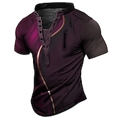 tanie Geometryczny-Męskie Graficzny Kolorowy blok Podkoszulek Koszula Henley Koszula w stylu vintage Krótki rękaw Druk 3D Moda Designerskie Codzienny Na zewnątrz Codzienny Sport Lato Czarny / Zielony Rumiany r