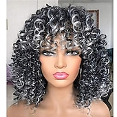 abordables Perruques de qualité supérieure-perruques afro bouclées noires avec des reflets bruns chauds perruques avec une frange pour les femmes noires naturelles à la recherche d&#039;un usage quotidien