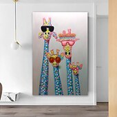 preiswerte Tiergemälde-Ölgemälde handgemachte handbemalte Wandkunst abstrakte Giraffe Kinderzimmer Dekoration Dekor gestreckter Rahmen fertig zum Aufhängen