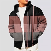 cheap Men&#039;s Zip Up Hoodies-Men&#039;s Color Block Graphic Prints Hoodie Hoodies Sweatshirt Full Zip Hoodie Long Sleeve Hooded Sweatshirt Hooded Streetwear 3D Print Sports &amp; Outdoor Daily Sports Red Blue Zipper Print Spring &amp;  Fall
