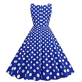 ieftine Rochii-1950 Retro / vintage rockabilly Rochii Costum de petrecere Rochie Flare Buline Costume de fancy Pentru femei Petrecere / Seara Petrecerea Burlăcițelor Adulți Rochie Rochii de acasă
