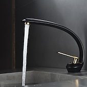 cheap Classical-Bathroom Sink Mixer Faucet, Single Handle One Hole Washroom Basin Taps Chrome Finish Bathroom Faucet with Hot and Cold Water Hose