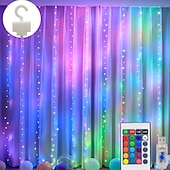 abordables Alimentado por USB-Luces de cortina de ventana de cambio de color 3M x 3M luces colgantes LED alimentadas por USB con control remoto para dormitorio bodas y decoración de paredes - 16 colores
