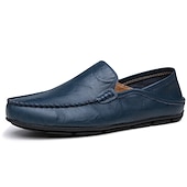 halpa Rento-miesten vapaa-ajan nahkahousut käsin ommeltuilla yksityiskohdilla – mukavat slip-on kengät ajamiseen, kävelyyn ja jokapäiväiseen käyttöön