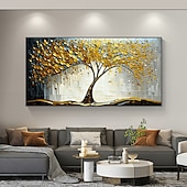 cheap Floral/Botanical Paintings-Handmade Oil Painting Canvas Wall Art Decor Original life Tree Abstract Landscape Painting for Home Decor With Stretched Frame/Without Inner Frame Painting