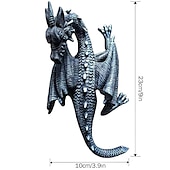 economico sculture e statue da giardino-scultura da parete drago cornuto, poliresina, pietra grigia, gotico &amp;amplificatore; decorazioni medievali, decorazioni per desktop e scaffali, regali decorativi per ufficio per uomo
