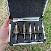 お買い得  ドリルビットセット-hss ステップ ドリル ビット 5 個インチ ロースト イエロー ラダー ドリル ステップ ドリル ビット ホール カッター 掘削 ツール キット セット