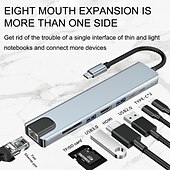 Недорогие USB-концентраторы-док-станция usb type c usb c hub 3.0 адаптер 8 в 1 hdmi устройство чтения карт памяти sd/tf для macbook air ipad периферийные устройства для портативных компьютеров