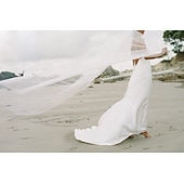 economico Veli sposa-stile formale a un livello / semplice / classico&amp;amp;velo da sposa senza tempo veli da cappella con abito in tulle di colore puro per stupire 2025