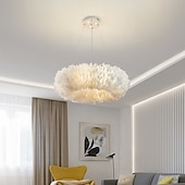 economico Luci a sospensione-lampadario a sospensione a led splendido extra large 50 cm lampada a sospensione bouquet di piume bianche a 6 luci romantico apparecchio di illuminazione montato per camera da letto ristorante