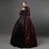 tanie Sukienki-kopciuszek vintage księżniczka sukienka z epoki kolonialnej rokoko wiktoriański vintage cosplay wydajność impreza halloween rękaw 3/4 maxi halloween