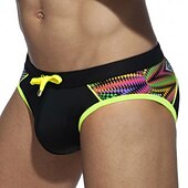 cheap Men's Swim Shorts-Men's Swimwear Swim Shorts Shorts Swim Briefs Print Print Comfort Breathable Outdoor Daily Going out Sports Hawaiian Black Blue