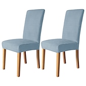 economico Fodera per sedia da pranzo-Coprisedia da pranzo 2 pezzi, coprisedia elasticizzato in velluto bordeaux, coprisedia lavabile in spandex con protezione inferiore elastica, motivo floreale in stile fattoria per sala da pranzo,