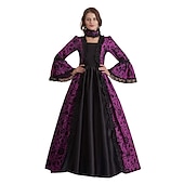 tanie Sukienki-kopciuszek vintage księżniczka sukienka z epoki kolonialnej rokoko wiktoriański vintage cosplay wydajność impreza halloween rękaw 3/4 maxi halloween