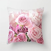 cheap Floral &amp; Plants Style-Big Flower Double Side Pillow Cover 4PC Soft Decorative Square Cushion Case Pillowcase for Bedroom Livingroom Sofa Couch Chair
