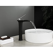economico Classici-miscelatore lavabo bagno a cascata alto, lavabo monocomando rubinetti lavabo monocomando bagno con tubo acqua calda e fredda monoblocco vaso acqua rubinetto in ottone montato a ponte