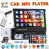 cheap Bluetooth Car Kit/Hands-free-Newest 7&quot; HD 1080P Retractable Touch Screen Car Radio Stereo 1 Din Bluetooth Car MP5 Player Support USB/AUX/FM/ Mirror Link Function+ Rearview Camera