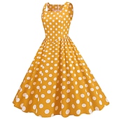 ieftine Rochii-1950 Retro / vintage rockabilly Rochii Costum de petrecere Rochie Flare Buline Costume de fancy Pentru femei Petrecere / Seara Petrecerea Burlăcițelor Adulți Rochie Rochii de acasă
