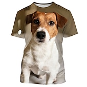 olcso Vicces grafika-Állat Kutya Jack Russell terrier Póló Állat minta 3D Grafikus Kompatibilitás Páros Férfi Női Felnőttek Álarcos mulatság 3D nyomtatás Alkalmi / Napi