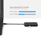 economico Hub USB-Hub USB 3.0 a 4 porte con interruttori di alimentazione a LED individuali Splitter di trasferimento compatibile con hub dati portatile