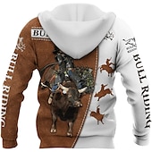baratos moletons 3d masculinos-Homens Vaca Estampas Abstratas Moletom Moletons Moletom com capuz Manga Longa Moletom com capuz Com Capuz Roupa de rua Impressão 3D Diário Esportes Marron Imprimir Primavera Verão Designer