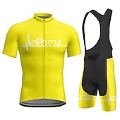 cheap Men's Clothing Sets-Men's Cycling Jersey with Bib Shorts Short Sleeve Mountain Bike MTB Road Bike Cycling Blue Red Orange Bike 3D Pad Quick Dry Breathable Spandex Sports Clothing Apparel