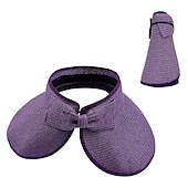 cheap Home Hats-Summer Foldable Empty Straw Hat Portable Outdoor Sunscreen Big Edge Sunshade Anti-ultraviolet Bow Beach Hat