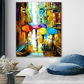 お買い得  人物画-ハング塗装油絵 手描きの 縦式 風景 近代の インナーフレームなし(枠なし)