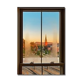 economico Stampe paesaggi-Paesaggio da parete su tela la finestra arte moderna paesaggio decorazione della casa arredamento tela arrotolata senza cornice senza cornice