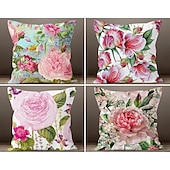 abordables style floral &amp; végétal-Fleurs double face taie d&#039;oreiller 4 pc doux décoratif carré taie d&#039;oreiller taie d&#039;oreiller pour chambre salon canapé canapé chaise