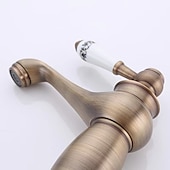 cheap Classical-Vintage Bathroom Sink Mixer Faucet, Monobloc Washroom Basin Taps Single Handle One Hole Deck Mounted, Mono Retro Style Water Taps Hot and Cold Hose