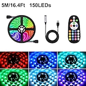 cheap Remote Control-5V USB LED Strip Lights RGB 5050 1M 2M 3M 5M Color Changing Light with 24key IR Remote Controller for Home Bedroom Kitchen TV Back Lights DIY Decor