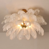 economico Luci Isola cucina-lampadario a sospensione a led splendido extra large 70cm 6 luci bianco bouquet di piume di struzzo lampada a sospensione romantico apparecchio di illuminazione montato per camera da letto ristorante