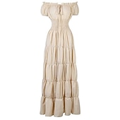 economico Vestito-Medievale Rinascimento Abito da cocktail Sguardi Contadini Camicia da notte irlandesi Fiera del Ren A palloncino Pirata Vichingo Straniero Senza spalline Con Volant Per donna Celtico Costumi da
