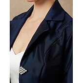 baratos envoltórios de convidados de casamento-Casacos  Jaquetas Manga 3/4 Tafetá Casamento  Festa  Noite  Convidada Feminina Wrap Com Strass  Fivela Impressar em Vestidos