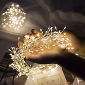 baratos Luzes de fio USB-Firecracker Fairy String Lights USB Powered Guirland Light com controle remoto à prova d&#039;água para decoração de festa de acampamento de casamento 3m 100led/6m 200led