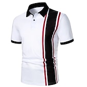 preiswerte Klassisches Poloshirt für Herren-Herren Poloshirt Golfhemd Casual Festtage Klassisch Kurzarm Modisch Basic Farbblock Taste Sommer Regular Fit Weiß Rot Schwarz-Weiß Poloshirt