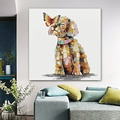 お買い得  動物画-ハング塗装油絵 手描きの 方形 動物 近代の 内枠を含めます