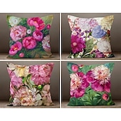 abordables style floral &amp; végétal-Fleurs double face taie d&#039;oreiller 4 pc doux décoratif carré taie d&#039;oreiller taie d&#039;oreiller pour chambre salon canapé canapé chaise