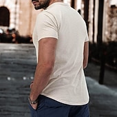 economico Strada-Per uomo Camicia di lino Camicia con colletto alla coreana Camicia popover Camicia Estiva Abbigliamento da spiaggia Camicia casual Semplice Vacanza Casuale Nero Bianco Rosa Vino Manica Corta Scollo a