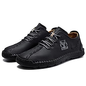 abordables Baskets-chaussures décontractées à lacets en similicuir vert pour hommes – coutures artisanales, coupe confortable et style vintage pour un usage quotidien