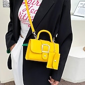 olcso Kézitáskák és bevásárlótáskák-Női Kézitáska Crossbody táska PU bőr Napi Tartós Tömör szín Fekete Fehér Sárga