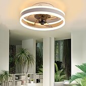 cheap Ceiling Fan Lights-Ceiling Fans with Lights Flush Mount Low Profile Indoor Ceiling Fan,18.7&quot; Dimmable Bladeless Ceiling Fans with Remote Control,Smart 3 Colors 6 Speeds Reversible