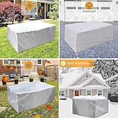baratos capas de móveis de pátio-Cobertura de móveis de pátio 210d tecido oxford cobertura de móveis de prata ao ar livre jardim capa impermeável mesa de pátio e combinação de cadeira capa de poeira