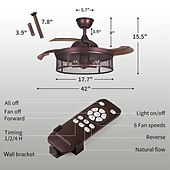baratos Candeeiros Ventoinhas de Teto-Ventiladores de teto com luzes 5 luzes 19,5&quot; reguláveis design retro luzes de teto estilo artístico de metal estilo moderno novidade acabamentos pintados preto 85-265v