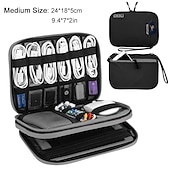 お買い得  ケーブルオーガナイザー-ポータブル電子アクセサリー トラベル ケース、ケーブル オーガナイザー バッグ iPad 用ガジェット キャリー バッグ、ケーブル、電源、USB フラッシュ ドライブ、充電器