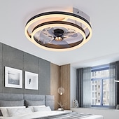 abordables Ventilateurs de plafond lumineux-ventilateurs de plafond avec lumières avec télécommande conception d&#039;anneau 19,5 &quot;ventilateur de plafond intérieur encastré à profil bas intelligent 3 couleurs 6 vitesses réversible