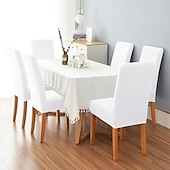 abordables Funda para silla de comedor-Funda elástica para silla de comedor, 6 piezas, para mascotas, con respaldo alto, de licra, color burdeos y rojo, con protector inferior elástico para comedor, ceremonia de boda, duradera, lavable