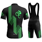 お買い得  男性用衣料品セット-男性用 ビブショーツ付きサイクリングジャージー グラフィック おかしい 半袖 バイク スーツウェア 3つのリアポケット付き マウンテンサイクリング ロードバイク 3Dパッド 速乾性 後ポケット 吸汗性 スポーツ イエロー ルビーレッド ブルー 衣類